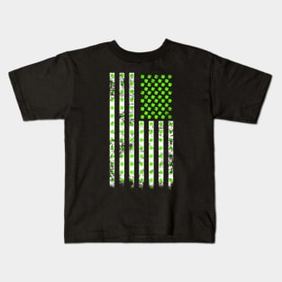 American Shamrock Flag (Neon Green) Kids T-Shirt